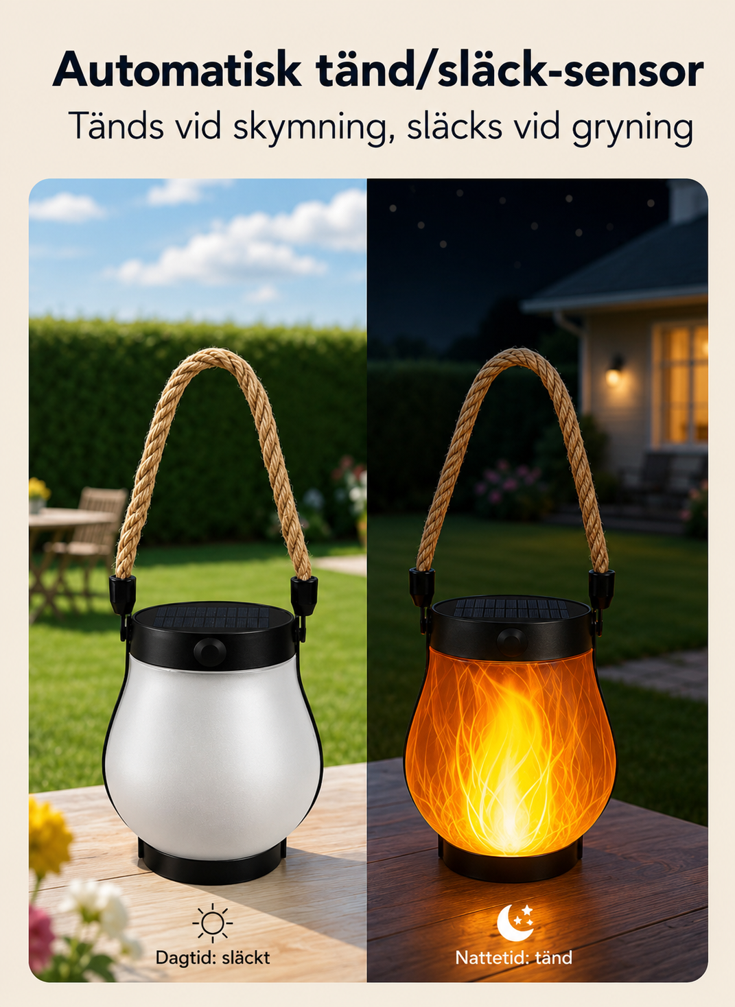 Glöra™ | Solcellslykta med levande flamma